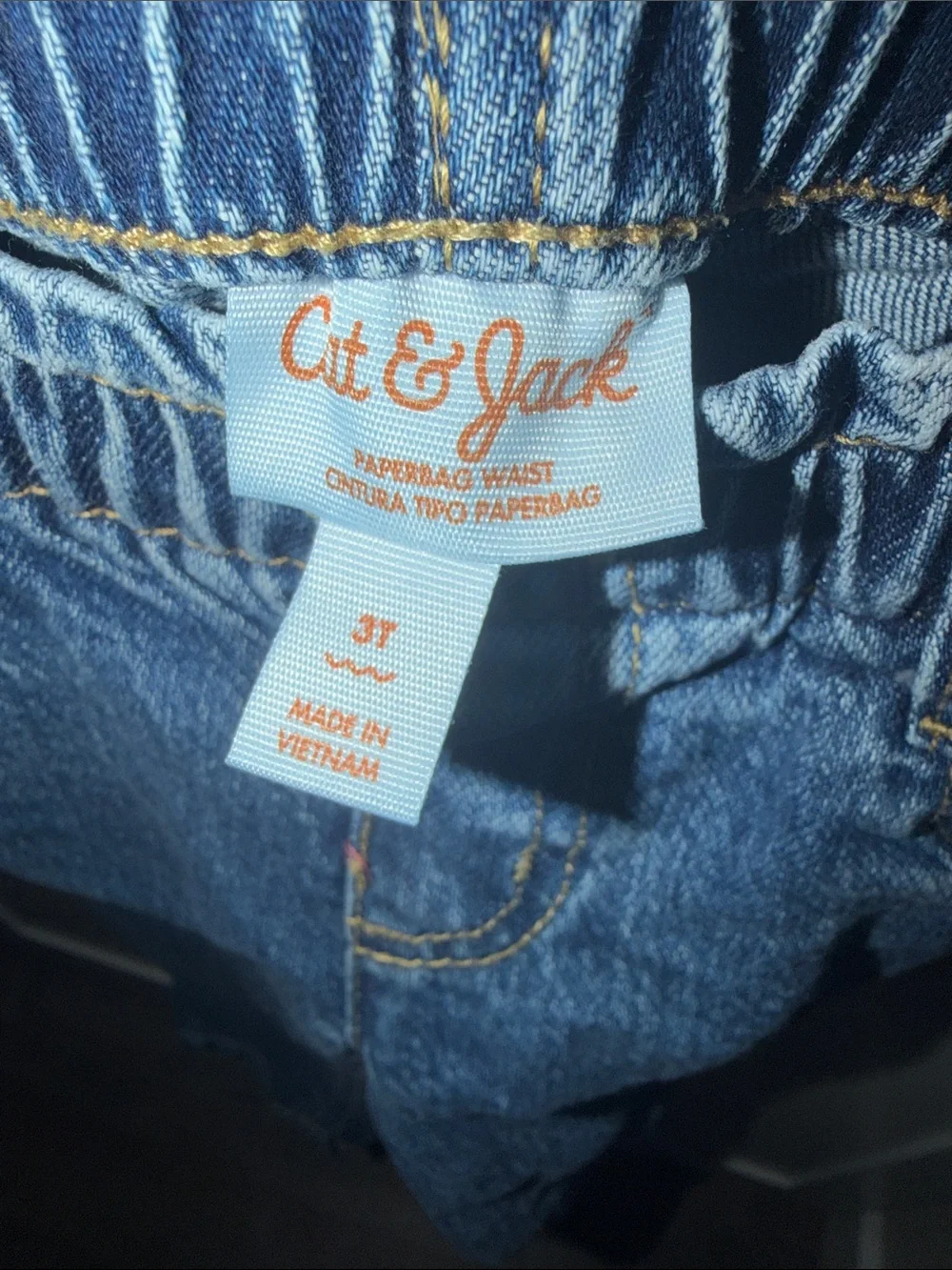Cat & Jack Paperbag Elastic-Waist Kids Blue Denim Jeans
